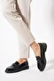 Beras Women's Genuine Leather Shoes with Front g Buckle Black Wrinkled Patent Leather - 2