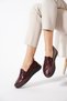 Futres Printed Moccasin Genuine Leather Women's Shoes Burgundy Patent Leather - 3