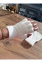 White Beard Drawstring Mohair Fingers Cut Out Gloves - Fingerless Gloves - Gift - New Year New Year