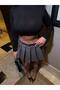 Women's Slim Belted Pleated Skirt with Shorts Look at the Back - 2