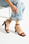 Women's Mendy Burgundy Patent Leather Ankle Strap Thin Double Strap Heeled Sandals Shoes - 3
