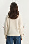 Women's Crew Neck Regular Knitwear with Cherry Accessories - 4