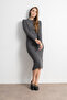 Women's Ribbed Long Knit Dress – Gray - 4
