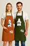 Kitchen Apron Set of 2, Stain Resistant, Water Repellent Fabric, Colorfast Print, Chef Teddy Bear Patterned Double Apron