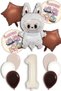 Yaş Labubu Balloon Abubu Baby Birthday Set Cream Number Flying Balloon Coffee White Sand Color Balloon