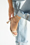 Women's Mendy Beige Nude Patent Leather Ankle Strap Thin Double Strap Heeled Sandals Shoes - 6