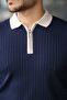 Men's Long Sleeve Knitwear with Sleeve and Collar Detailing - 3