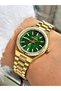 Steel Band Steel Case 5 Atm Water Resistant Gold-Green Color Women Wristwatch 2476Mr - 3