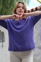 Light Purple Round Neck 3/4 Sleeve Washed Cotton Woven Blouse 60 62 - 6