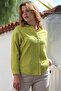 Lime Color Shirt Textured Button Woven Shirt with Shirt Collar Cuff Sleeves 70 58 - 8