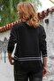 Black V-Neck Long Sleeve Slit Striped Knitwear Sweater 65 60 - 2