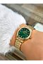 Steel Band Steel Case 5 Atm Water Resistant Gold-Green Color Women Wristwatch 2528Mr - 2