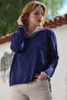 Navy Blue V-Neck Long Sleeve Slim Slit Knitwear Sweater 65 60 - 7