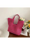 Large Size Red Straw Bag with Snap Fasteners and Lining