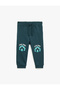 Cotton Dinosaur Printed Lace-Up Waist Ribbed Jogger Sweatpants