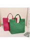 Large Size Red Straw Bag with Snap Fasteners and Lining - 2