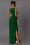 Side Slit Boat Neck Pleated Zara Crepe Fabric Maxi Length Evening Dress - 2