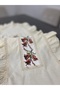 Cross-Stitch Embroidered Ruffled Cream Runner (Custom Size and Color Available / Cross-Stitch Can Be Changed) - 2