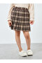 Girls Beige Long Sleeve Top and Checked Skirt Set - 5