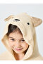 Beige Solid Hooded Bath Robe - 4