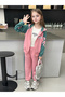 Girls Pink Color Block Hooded Jacket and Joggers Set - 2