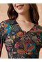 Black Floral Print Crop Top and Pants Fusion Co-Ords - 4