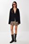 Very Soft Textured Knitted Cardigan with Tie Lci0043 Black - 2