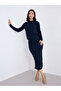 Navy Ribbed Knit Sweater and Midi Skirt Co-Ords