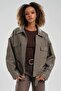 Women's Faux Leather Belt Detailed Design Jacket