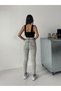 Women's Belted Gray Snow Power Tapered Leg Denim Pants Jeans - 4