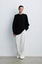 Black Knitwear Sweater with Stitch Detail - 2
