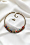Colorful Stone Shiny Choker Necklace Earring Set - 7