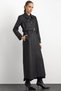 Shirt Collar Snap Fastener and Leather Detail Gabardine Suede Top Coat Black 6799 - 2