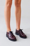 Burgundy Patent Leather Women's Classic Shoes Lace-Up Casual Daily Masculine Oxford Leather Office Shoes - 2
