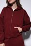 Burgundy Zippered Hooded Women's Sweatshirt - 6