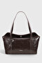 Patent Leather Brown Covered Bowling Shoulder Bag 270 - 2