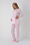 Maternity Pajamas and Robe Set / Buttoned Hidden Breastfeeding / Lace Detailed Viscose Nightgown - 2