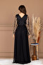 Three-Dimensional Floral Long Dress - BLACK - 7