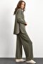 Crew Neck Premium Sweat Double Suit with Front Placket Khaki 9384-Tk - 6