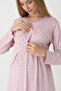 Maternity Pajamas and Robe Set / Buttoned Hidden Breastfeeding / Lace Detailed Viscose Nightgown - 3