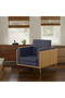 KD 3326 Coco Bolo Wooden Single Seat Sofa with Golden Legs and Blue PU Cushion for Office - 2