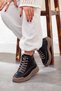 Women's Soft Casual Black Shoes with Fur Inside - 4