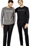 Men's Dark Gray Pajama Set, 100% Cotton, Long Sleeve, with Pockets - 2