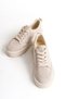Elena Vellini Beige Thick Sole Lace-Up Suede Orthopedic Daily Women's Sports Shoes - 2
