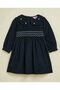 Embroidered Fit & Flare Dress with Long Sleeves