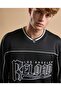 Typography Print T-Shirt with V-Neck and Short Sleeves - 2