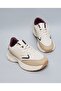 Beige Women's Color Block Lace Up Sneakers - 5