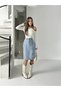 Women's Stone Front Slit Zipper Detail Black Denim Skirt - 3