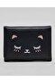Black Women's Embroidered Tri-Fold Wallet