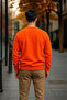Men's Casual Basic Orange Loose Sweater - 2
